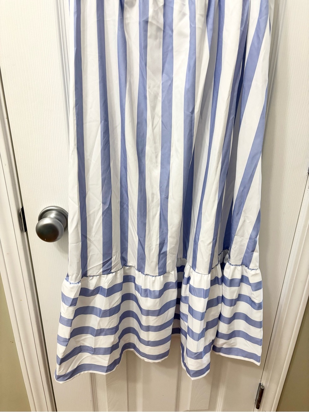 Shein Curve Blue & White Striped Square Neck Puff Sleeve Midi Dress Plus Size 0X - Picture 5 of 8